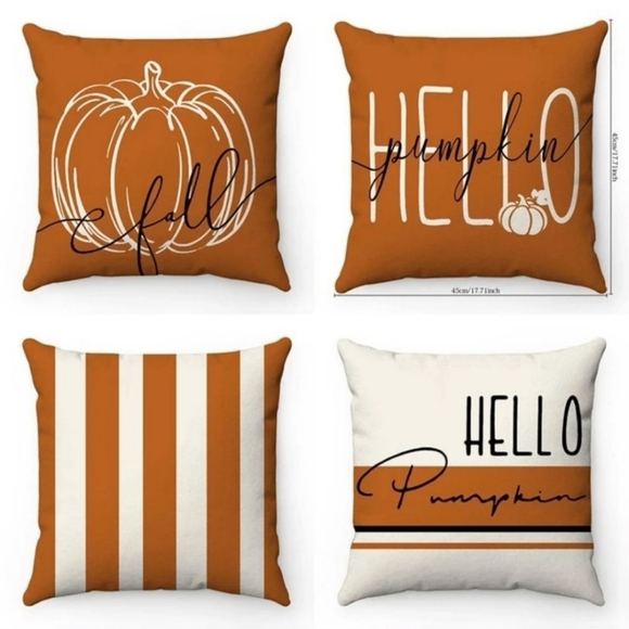 4 Piece Fall Pumpkin Accent Pillow Covers - Picture 1 of 8